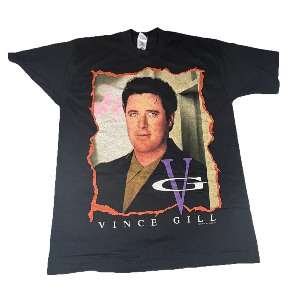 Vintage 1996 VINCE GILL 2sided single stitch concert tour black tee size L